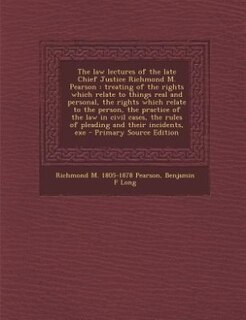 Front cover_The law lectures of the late Chief Justice Richmond M. Pearson
