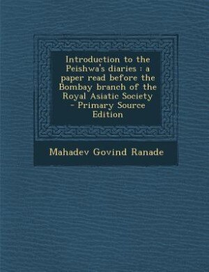 Couverture_Introduction to the Peishwa's diaries