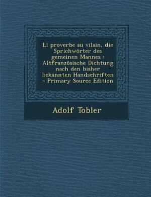 Front cover_Li proverbe au vilain, die Sprichwörter des gemeinen Mannes