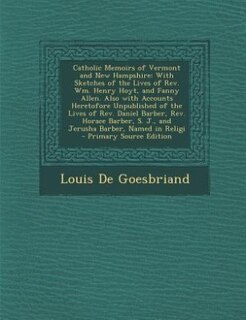 Front cover_Catholic Memoirs of Vermont and New Hampshire