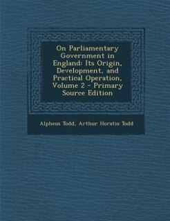 Couverture_On Parliamentary Government in England