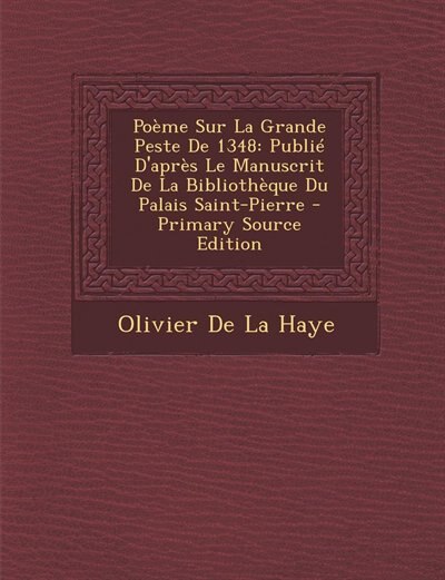 Couverture_Poème Sur La Grande Peste De 1348