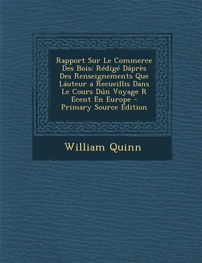 Front cover_Rapport Sur Le Commerce Des Bois