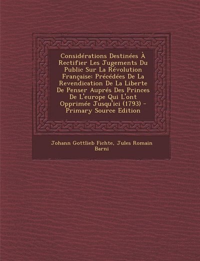 Front cover_Considérations Destinées À Rectifier Les Jugements Du Public Sur La Révolution Française