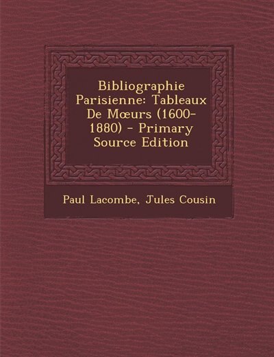 Front cover_Bibliographie Parisienne