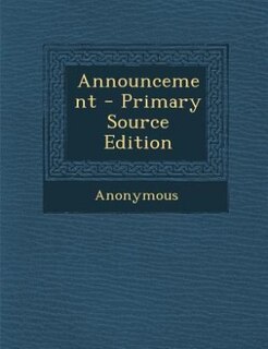 Front cover_Announcement - Primary Source Edition