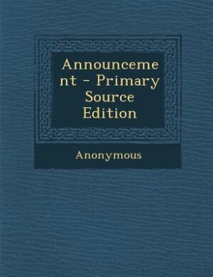 Front cover_Announcement - Primary Source Edition