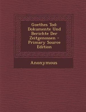 Front cover_Goethes Tod