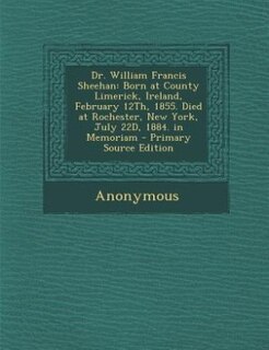 Couverture_Dr. William Francis Sheehan