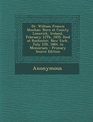 Couverture_Dr. William Francis Sheehan