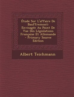 Front cover_Étude Sur L'affaire De Bauffremont