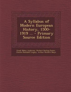 Couverture_A Syllabus of Modern European History, 1500-1919 ...