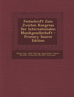 Front cover_Festschrift Zum Zweiten Kongress Der Internationalen Musikgesellschaft
