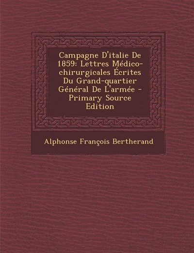 Front cover_Campagne D'italie De 1859