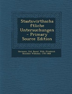 Front cover_Staatswirthschaftliche Untersuchungen