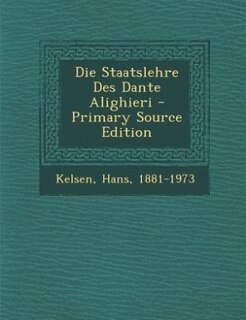 Front cover_Die Staatslehre Des Dante Alighieri