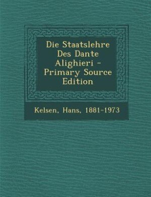 Front cover_Die Staatslehre Des Dante Alighieri
