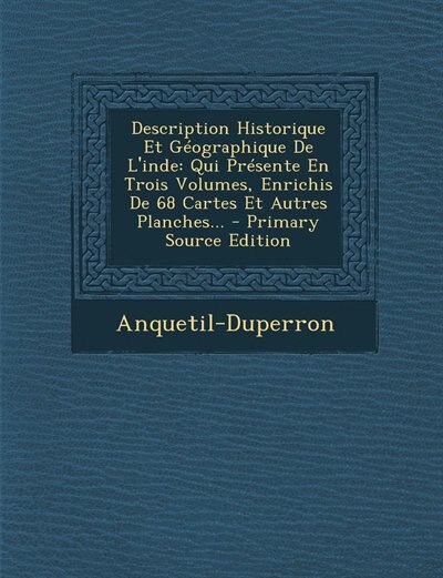 Front cover_Description Historique Et Géographique De L'inde