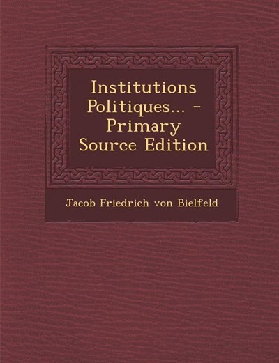 Couverture_Institutions Politiques... - Primary Source Edition