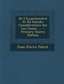 Front cover_De L'hypochondrie Et Du Suicide