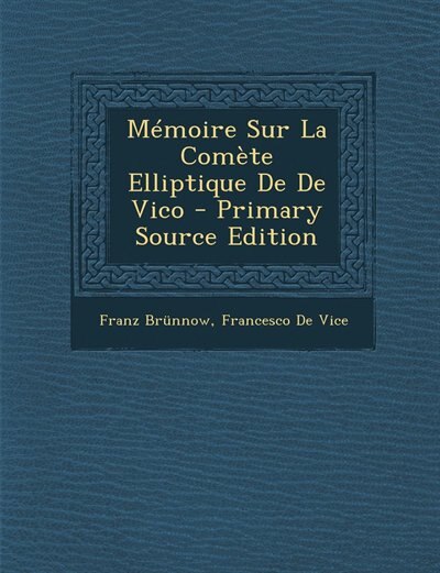 Front cover_Mémoire Sur La Comète Elliptique De De Vico