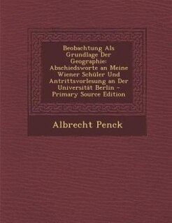 Front cover_Beobachtung Als Grundlage Der Geographie