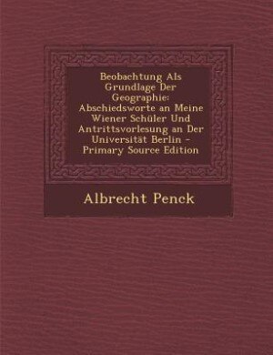 Front cover_Beobachtung Als Grundlage Der Geographie