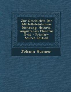 Front cover_Zur Geschichte Der Mittellateinischen Dichtung