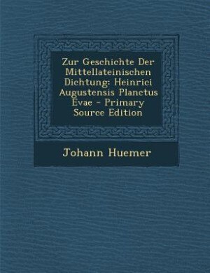 Front cover_Zur Geschichte Der Mittellateinischen Dichtung