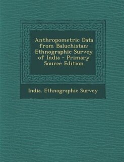 Couverture_Anthropometric Data from Baluchistan