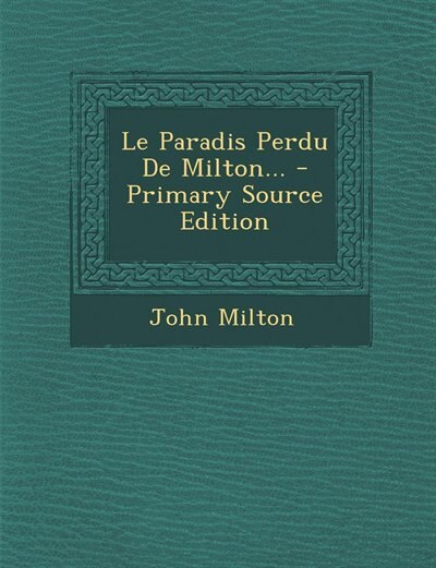 Front cover_Le Paradis Perdu De Milton...