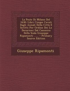 Couverture_La Peste Di Milano Del 1630