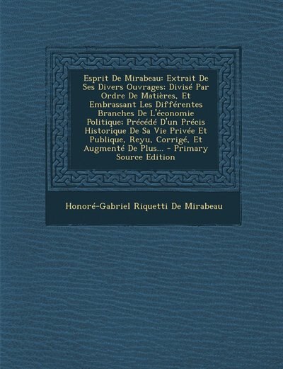 Front cover_Esprit De Mirabeau