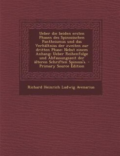 Front cover_Ueber die beiden ersten Phasen des Spinozischen Pantheismus und das Verhältniss der zweiten zur dritten Phase
