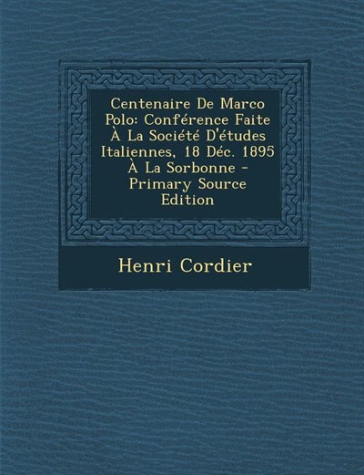 Front cover_Centenaire De Marco Polo