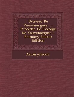 Front cover_Oeuvres De Vauvenargues