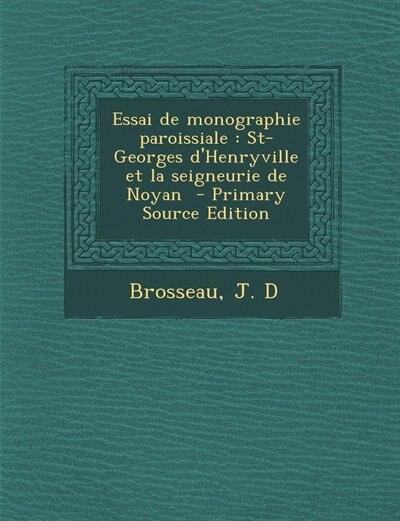 Front cover_Essai de monographie paroissiale