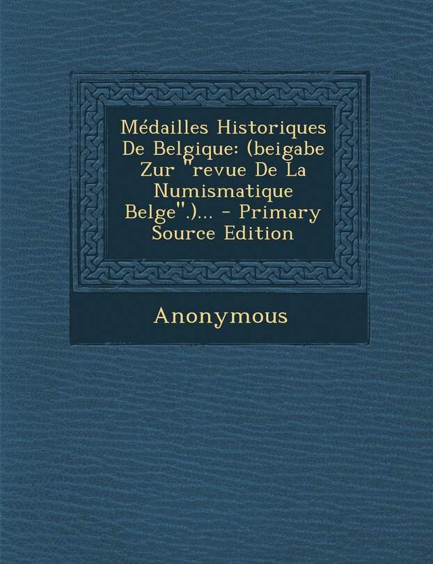 Couverture_Médailles Historiques De Belgique