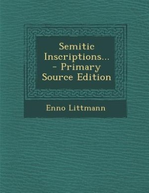 Front cover_Semitic Inscriptions...