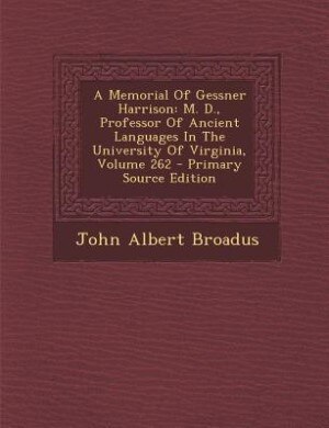Couverture_A Memorial Of Gessner Harrison