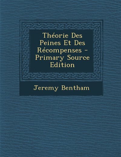 Couverture_Théorie Des Peines Et Des Récompenses