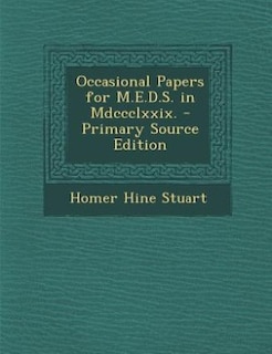 Couverture_Occasional Papers for M.E.D.S. in Mdccclxxix. - Primary Source Edition