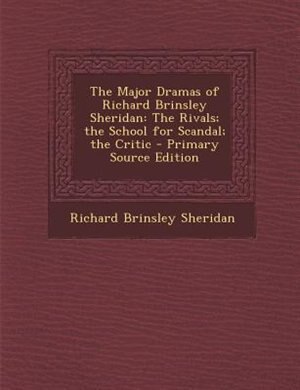 Couverture_The Major Dramas of Richard Brinsley Sheridan