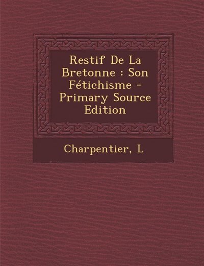 Front cover_Restif De La Bretonne