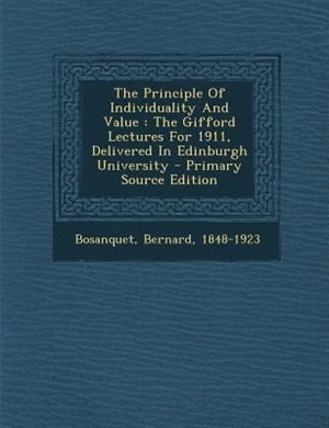 Front cover_The Principle Of Individuality And Value