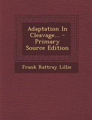 Couverture_Adaptation In Cleavage... - Primary Source Edition