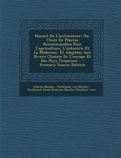 Front cover_Manuel De L'acclimateur