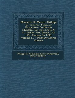 Front cover_Memoires De Messire Philippe De Comines, Seigneur D'argenton