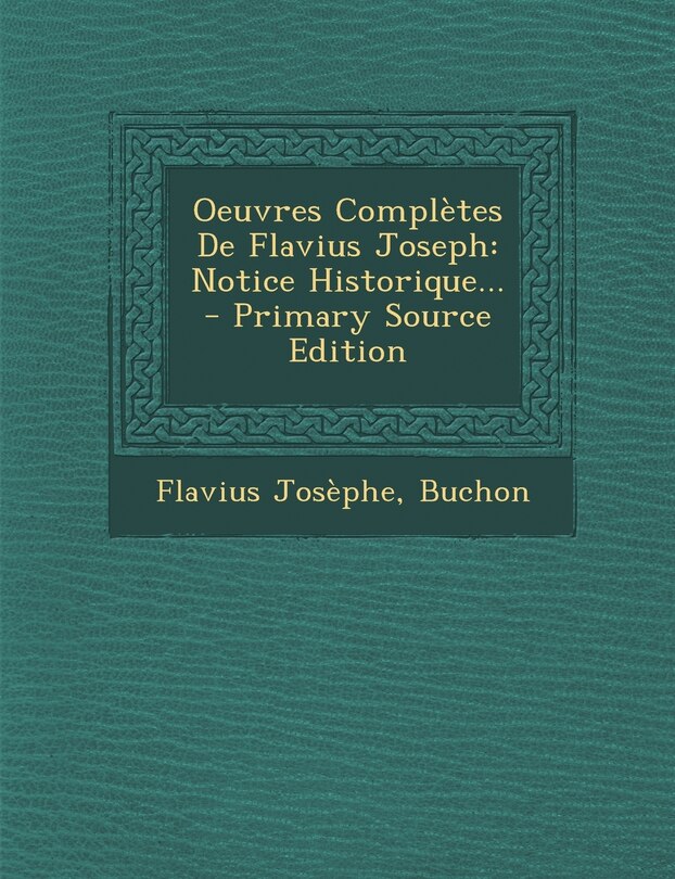 Front cover_Oeuvres Complètes De Flavius Joseph