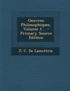 Couverture_Oeuvres Philosophiques, Volume 1...